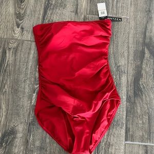 Red Jantzen one piece swimsuit